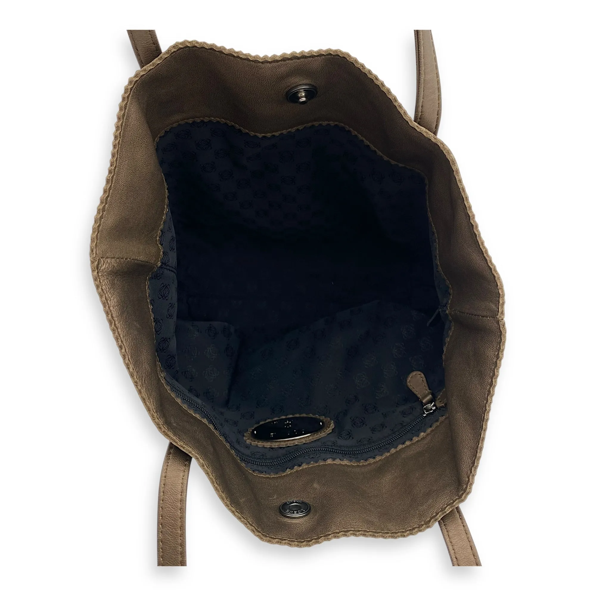 Anagram Brown Tote Bag in Calfskin, Silver hardware