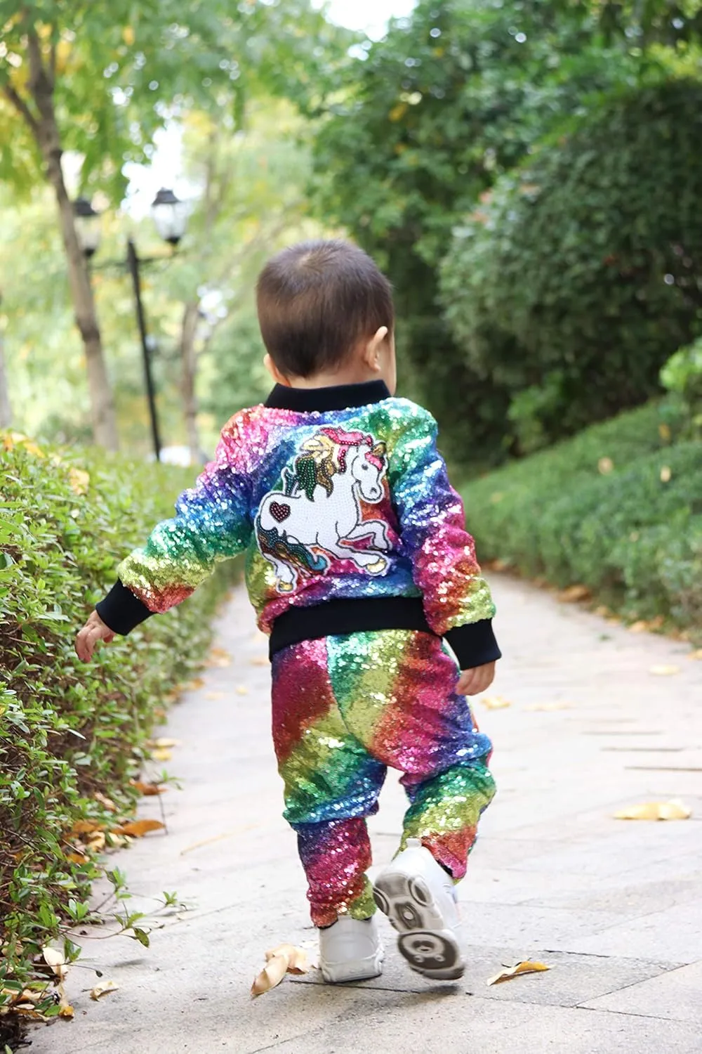 ANATA Girl Unicorn Sequin Jacket Kids Casual Bomber Jacket Zipper Coat Outwear