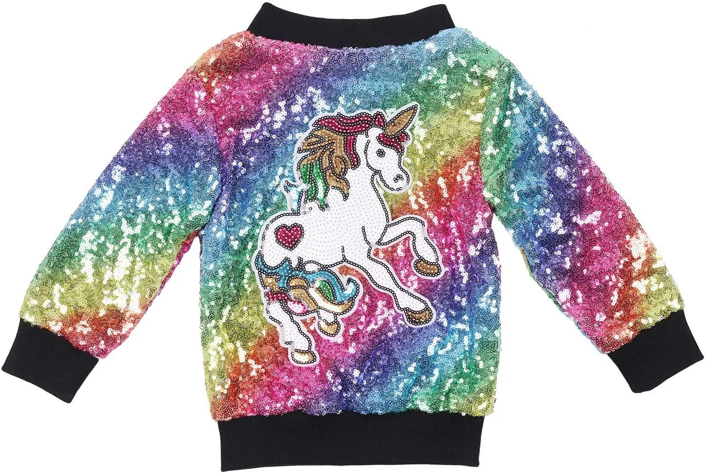 ANATA Girl Unicorn Sequin Jacket Kids Casual Bomber Jacket Zipper Coat Outwear