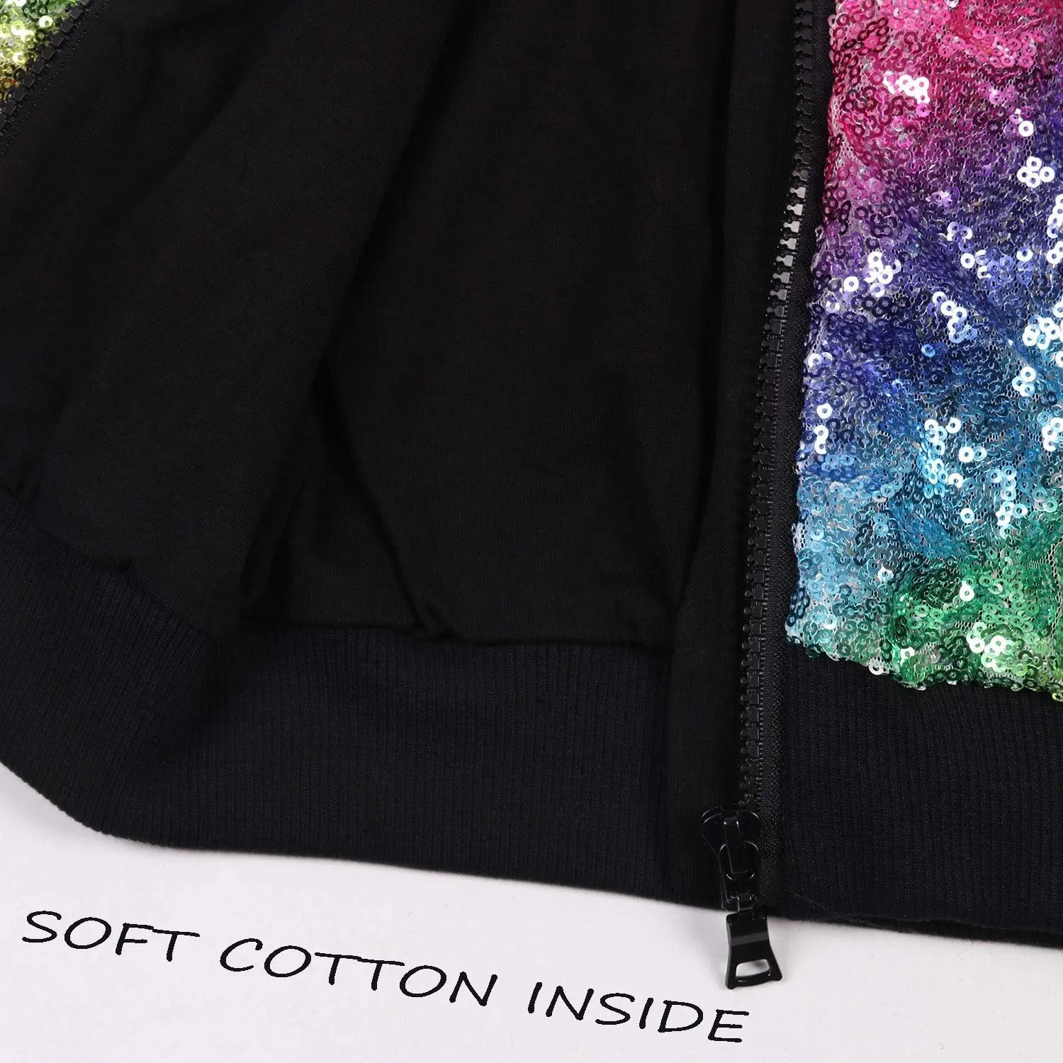 ANATA Girl Unicorn Sequin Jacket Kids Casual Bomber Jacket Zipper Coat Outwear