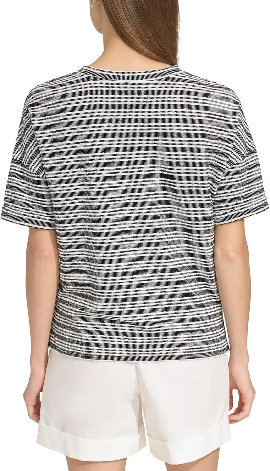 Andrew Marc Women's Short Sleeve Crewneck Relaxed Fit Pullover