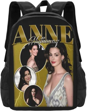 Anne Actor Hathaway Backpack Laptop Computer Backpacks Travel Bag Double Shoulder Daypack for Work Hiking 15.6 Inch