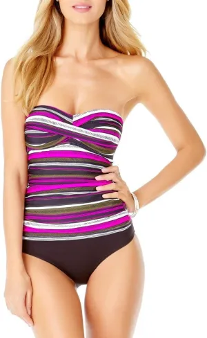 Anne Cole Sketchbook Bandeau Tankini Top