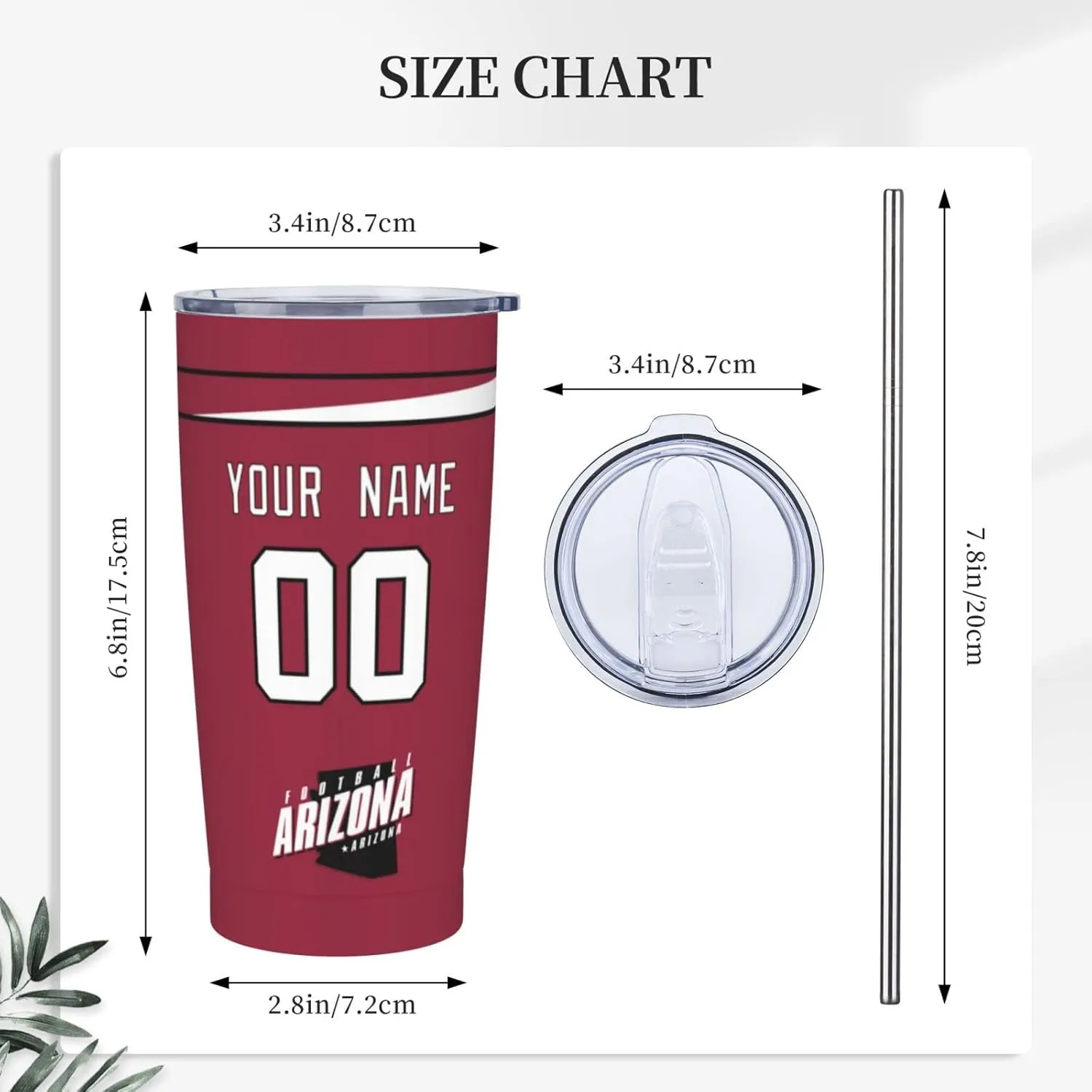 ANTKING Arizona Cup Insulated Tumbler with Straw Customized Personalized Any Name & Number 20 oz Gifts for Men