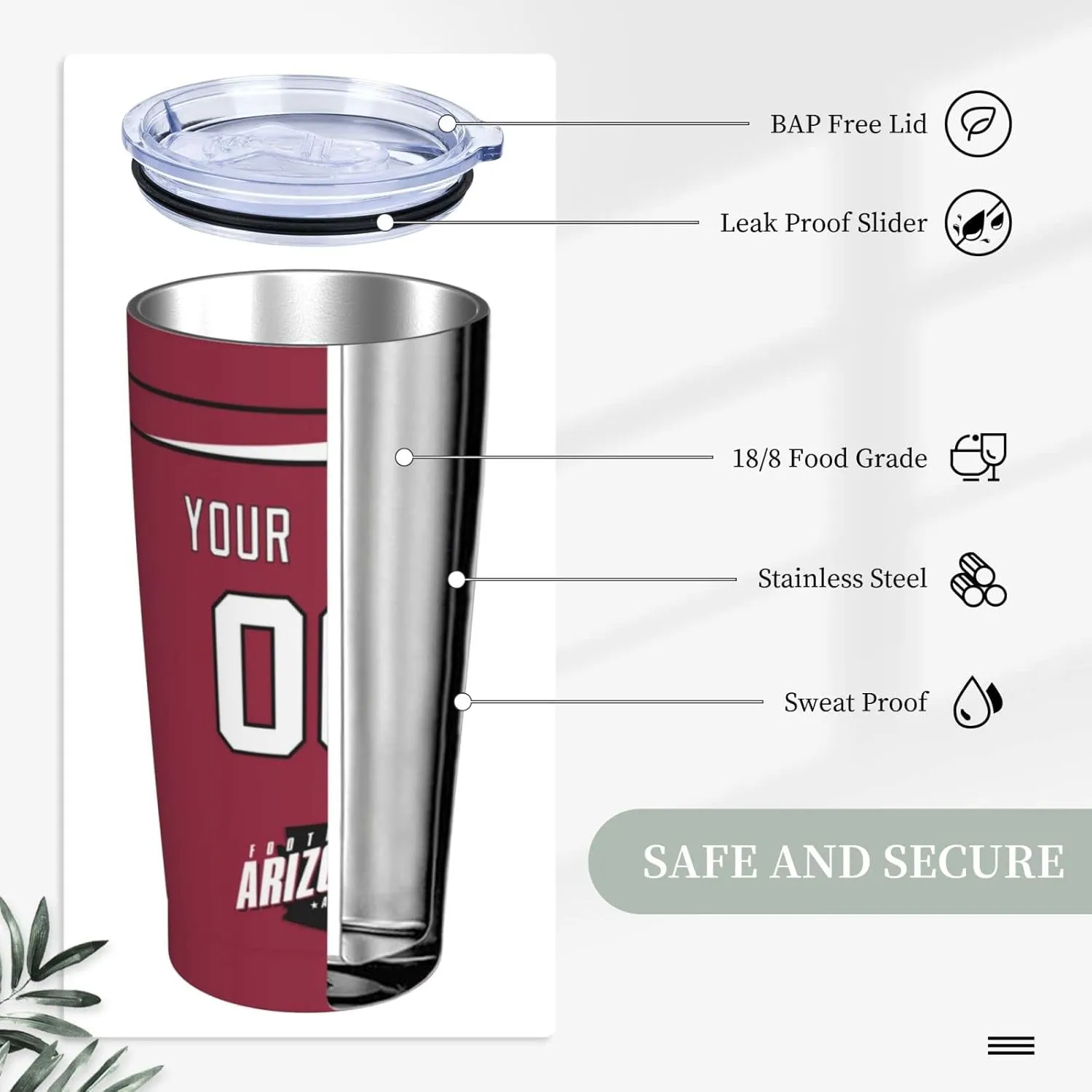 ANTKING Arizona Cup Insulated Tumbler with Straw Customized Personalized Any Name & Number 20 oz Gifts for Men