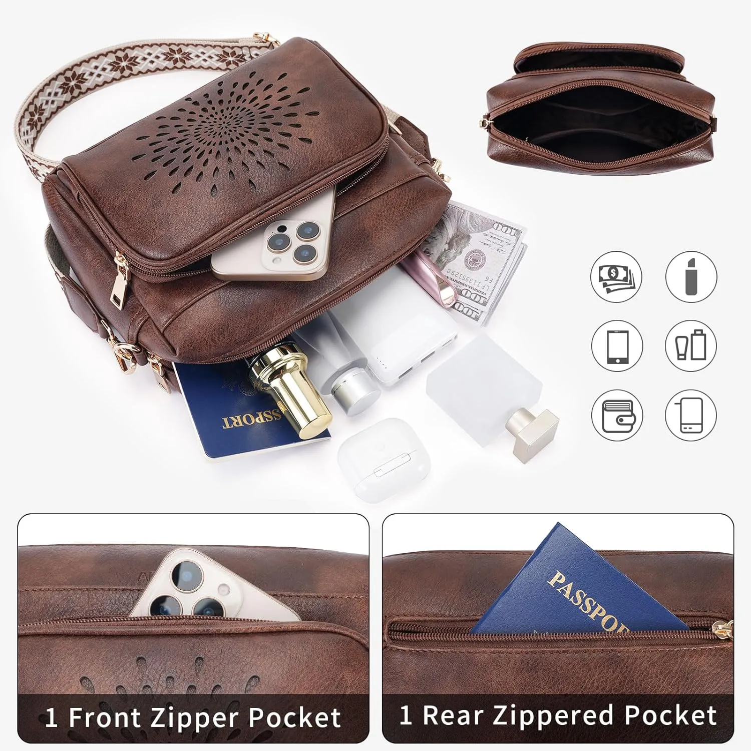 APHISON Crossbody Bags for Women, Vegan Leather Sunflower Crossbody Phone Purse Shoulder Handbags with Adjustable Strap