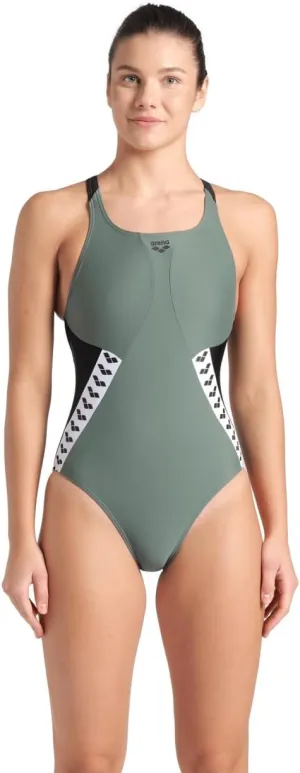 ARENA Women's Feel Icons Stripe Swimsuit Swim Pro Back Ladies Pool Bathing Suit