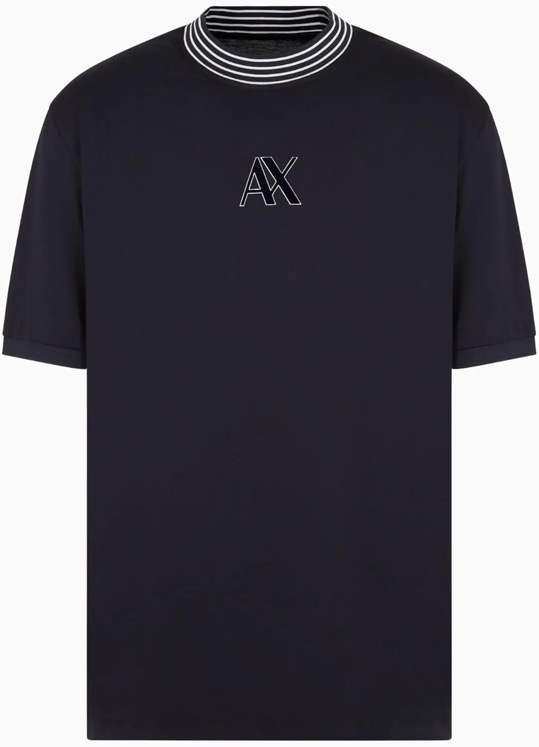 Armani Exchange Men's Ax Logo with Triple Tipped Neckline Regular Fit Mercerized Cotton Tee