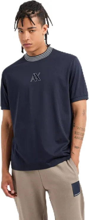 Armani Exchange Men's Ax Logo with Triple Tipped Neckline Regular Fit Mercerized Cotton Tee
