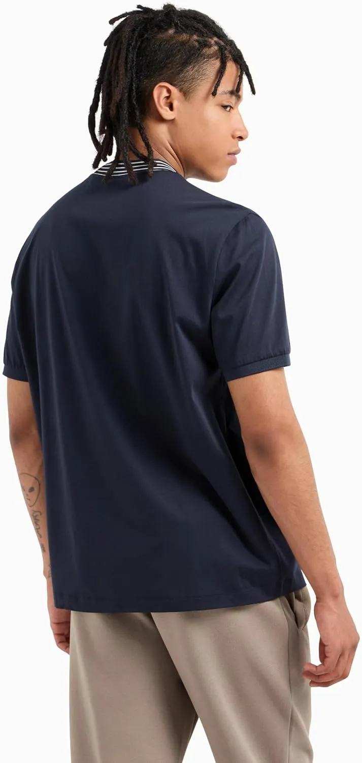 Armani Exchange Men's Ax Logo with Triple Tipped Neckline Regular Fit Mercerized Cotton Tee