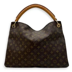 Artsy Brown Top Handle Bag in Monogram Coated Canvas, Gold hardware