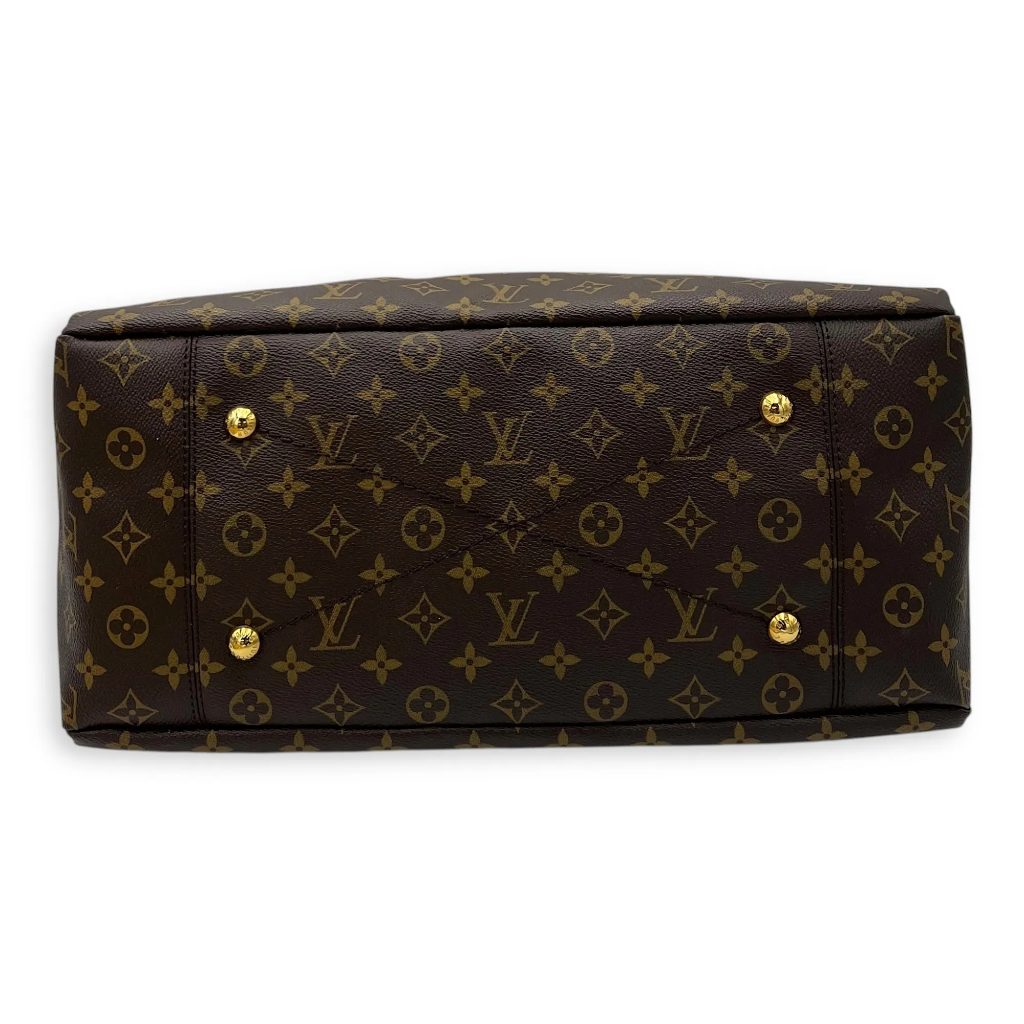 Artsy Brown Top Handle Bag in Monogram Coated Canvas, Gold hardware