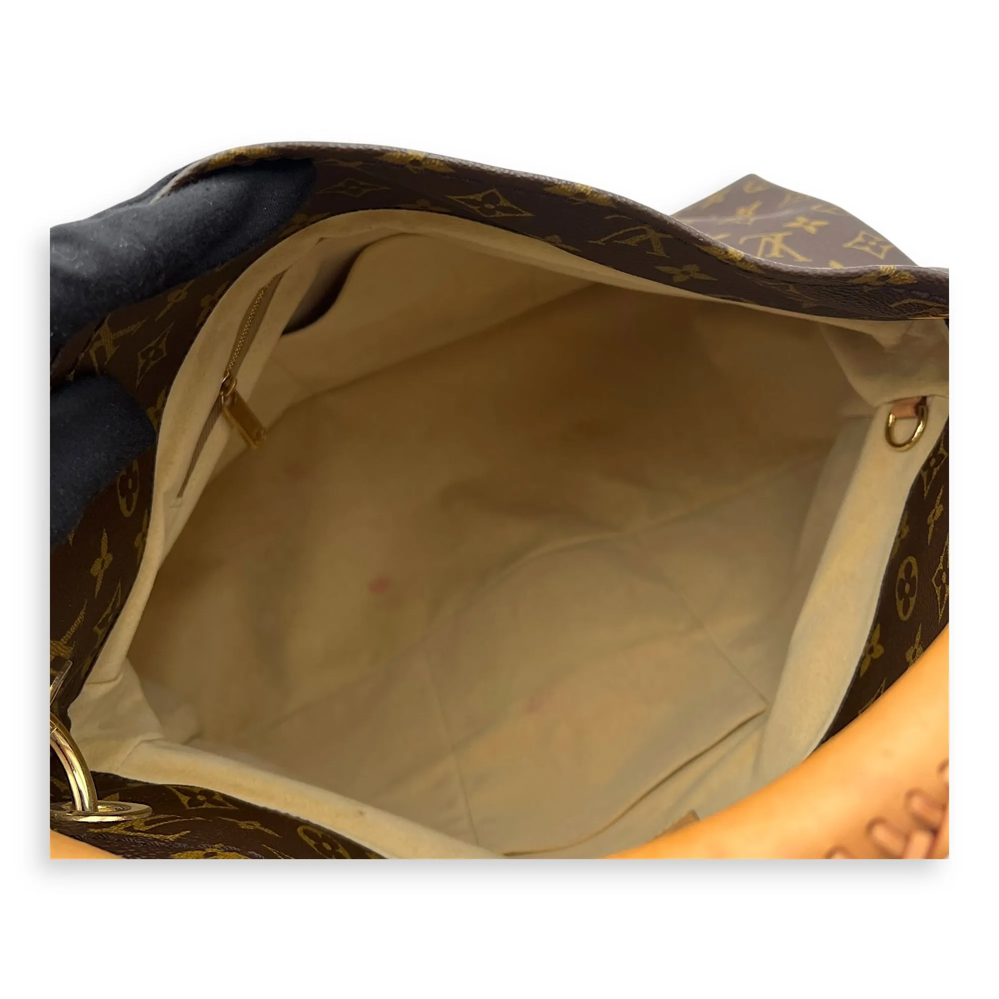 Artsy Brown Top Handle Bag in Monogram Coated Canvas, Gold hardware