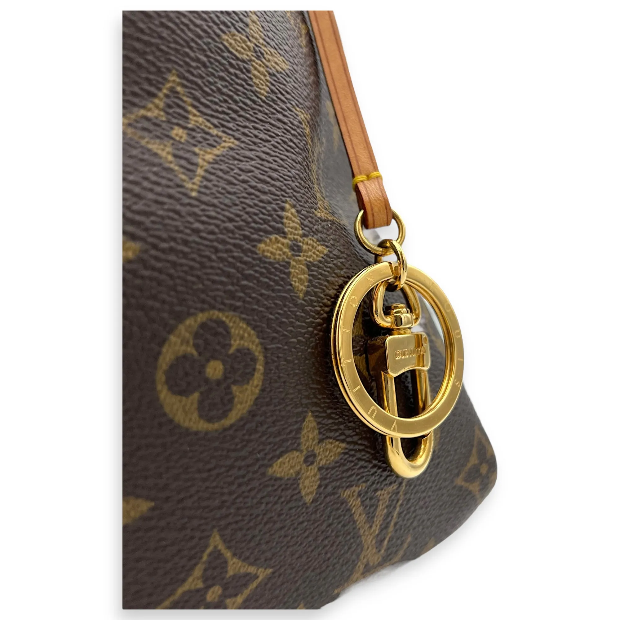 Artsy Brown Top Handle Bag in Monogram Coated Canvas, Gold hardware