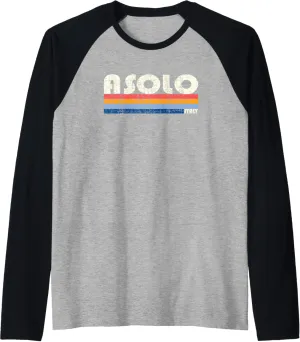 Asolo, Italy Retro 70s 80s Style Raglan Baseball Tee