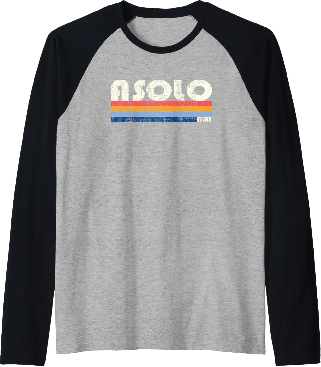 Asolo, Italy Retro 70s 80s Style Raglan Baseball Tee