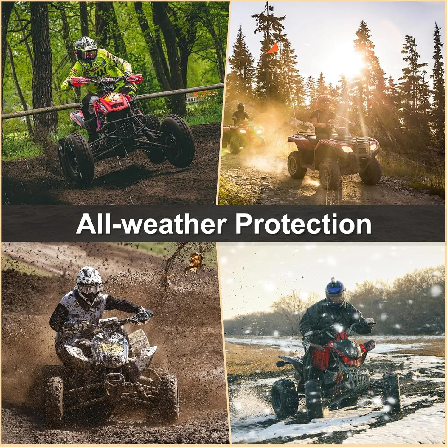 ATV Cover, Waterproof Heavy Duty 4 Wheeler Cover Quad Cover All Season Weather Proof Outdoor UV Protection for 100 Inch Polaris Kawasaki Yamaha Suzuki Honda (Black XXXLarge)