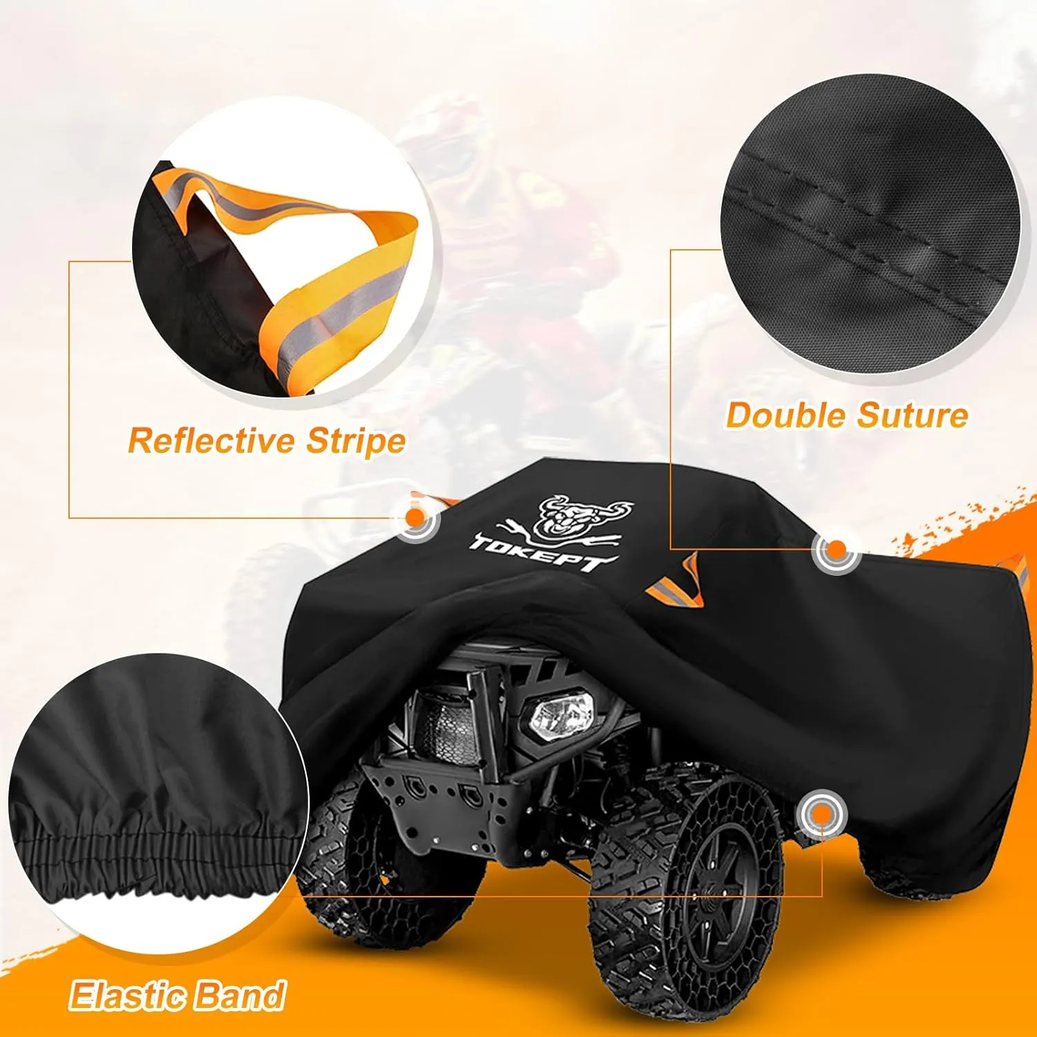ATV Cover, Waterproof Heavy Duty 4 Wheeler Cover Quad Cover All Season Weather Proof Outdoor UV Protection for 100 Inch Polaris Kawasaki Yamaha Suzuki Honda (Black XXXLarge)