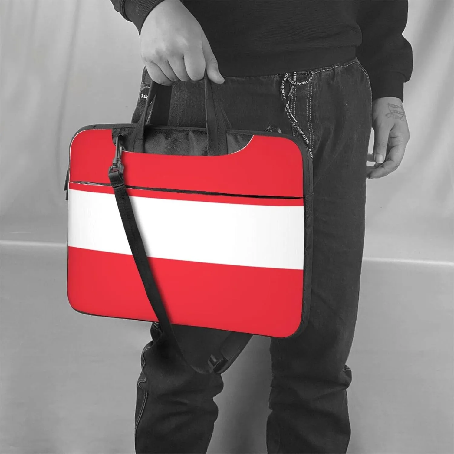 Austrian flag Print Practical Laptop Case Laptop Bag - Stylish Messenger Bag & Laptop Shoulder Bag