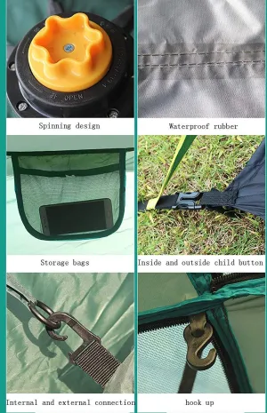 Automatic Opening Hydraulic Tent, 3Person Double Door Dome Tent, Waterproof Dome Tent Large Family Tent with Storage Bag, Camping