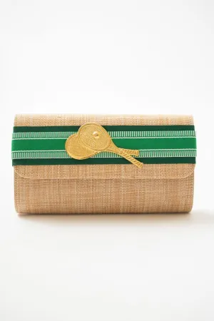 Avery Straw Clutch Green Palm Hunter Layer Double Tennis Rackets