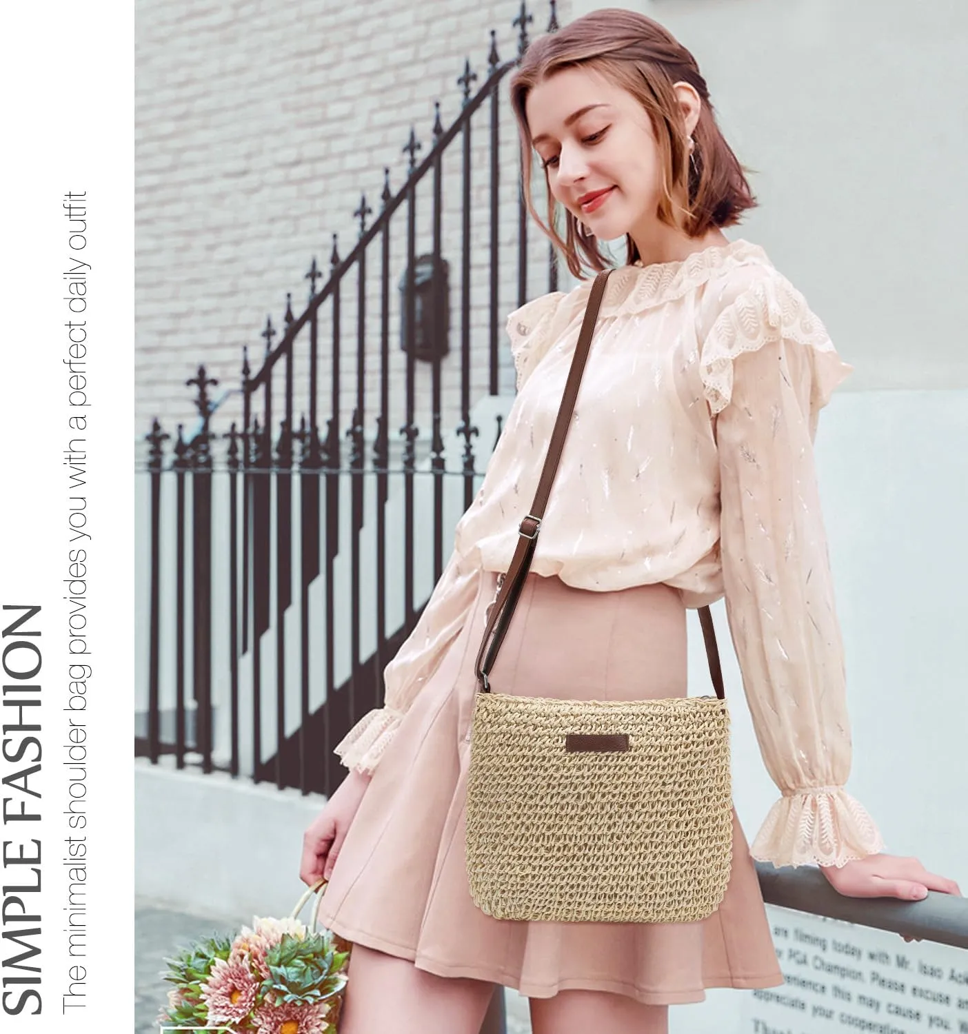 Ayieyill Straw Clutch Bags for Women Shoulder Bag Crossbody Bag Summer Beach Straw Bag Hand-Woven