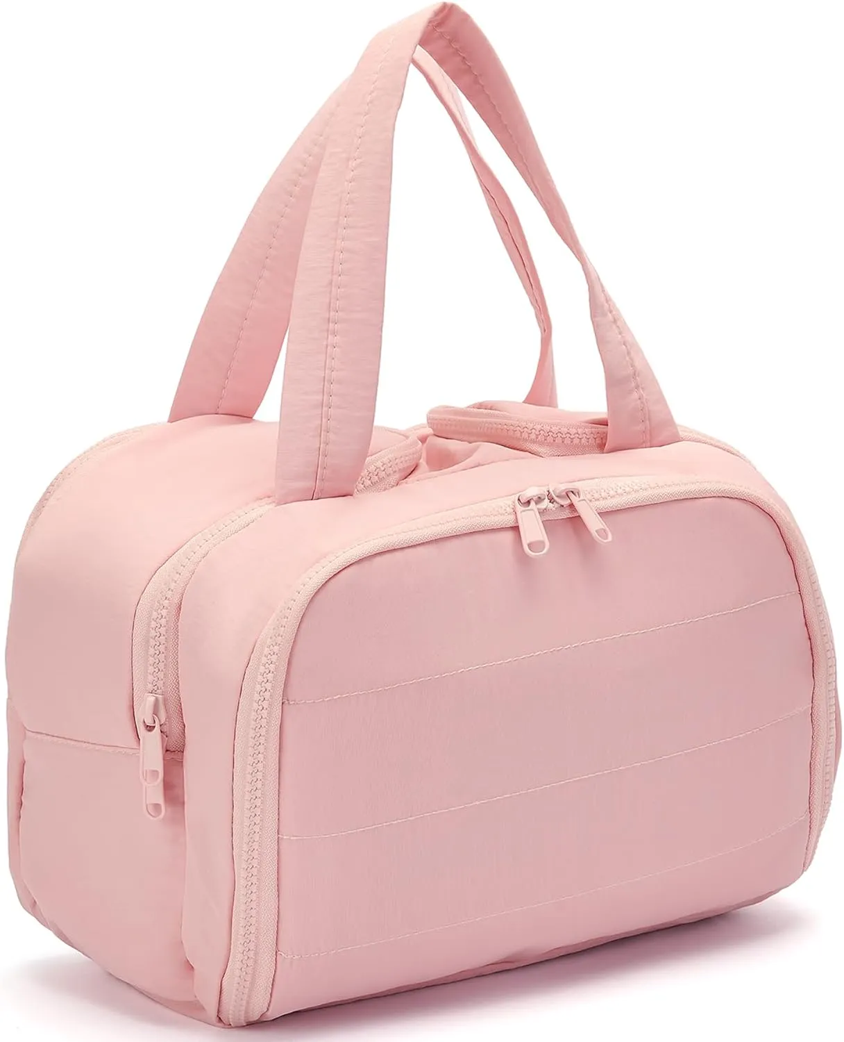 Azooken Women's Travel Toiletry Bag - Oversized Puffy Cosmetic Bag with Wide-Mouth Design,Makeup Essentials,Toiletries & Bathroom Accessories-Pink