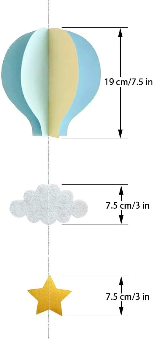 AZOWA 12 Pcs Large Size Hot Air Balloon Paper Garland Hanging Decorations (Blue, 12 Pcs)