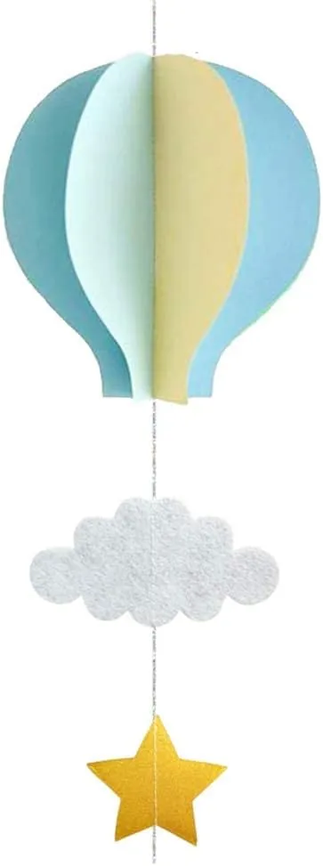 AZOWA 12 Pcs Large Size Hot Air Balloon Paper Garland Hanging Decorations (Blue, 12 Pcs)