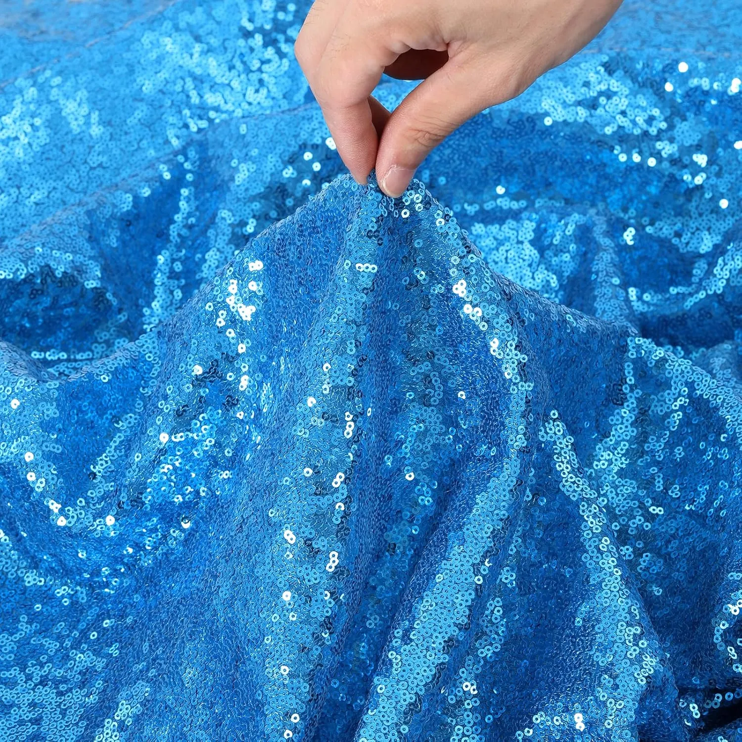 B-COOL Sequined Tablecloth Sparkle Tablecloth Holiday Overlay Drapes Mermaid Theme Decorations Reception Birthday Parties 90x132 Inch Table Cloth for Cakes