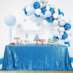 B-COOL Sequined Tablecloth Sparkle Tablecloth Holiday Overlay Drapes Mermaid Theme Decorations Reception Birthday Parties 90x132 Inch Table Cloth for Cakes