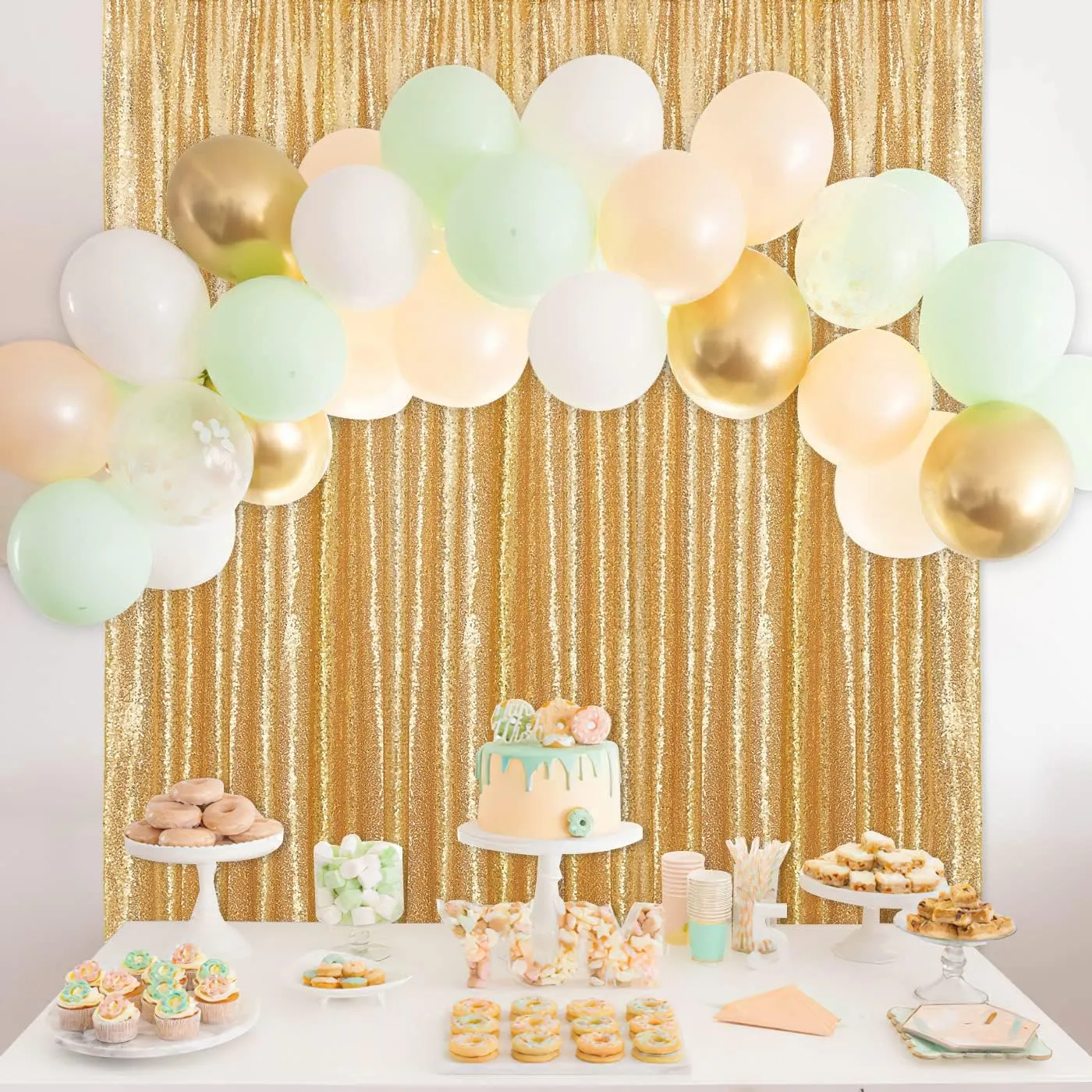 B-COOL Silver Sequin Backdrop Curtains: 6 Panels 2ftx8ft Birthday Curtain Background for Disco Party Wedding Photography Party Backdrop Decorations