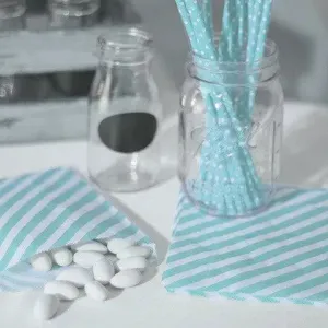 Baby Blue Striped Paper Treat Bags