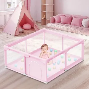 Baby Playpen for Toddler, Playpen for Babies 50" × 50" Baby Fence Playards, Kids Safety Play Pen Area for Indoor & Outdoor (Pink)