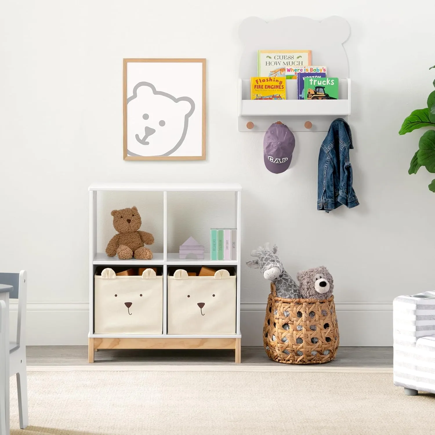 babyGap by Delta Children Brannan Bear Bookcase with Bins, White