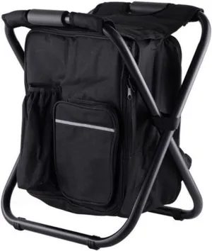 Backpack Cooler Chair, Lightweight Cooler Chair Large Capacity Fishing Chair Backpack Folding Camping Stool Beach Chair with Cooler for Travel Beach Hiking Picnic (Black)