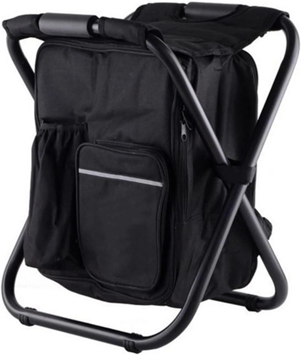Backpack Cooler Chair, Lightweight Cooler Chair Large Capacity Fishing Chair Backpack Folding Camping Stool Beach Chair with Cooler for Travel Beach Hiking Picnic (Black)