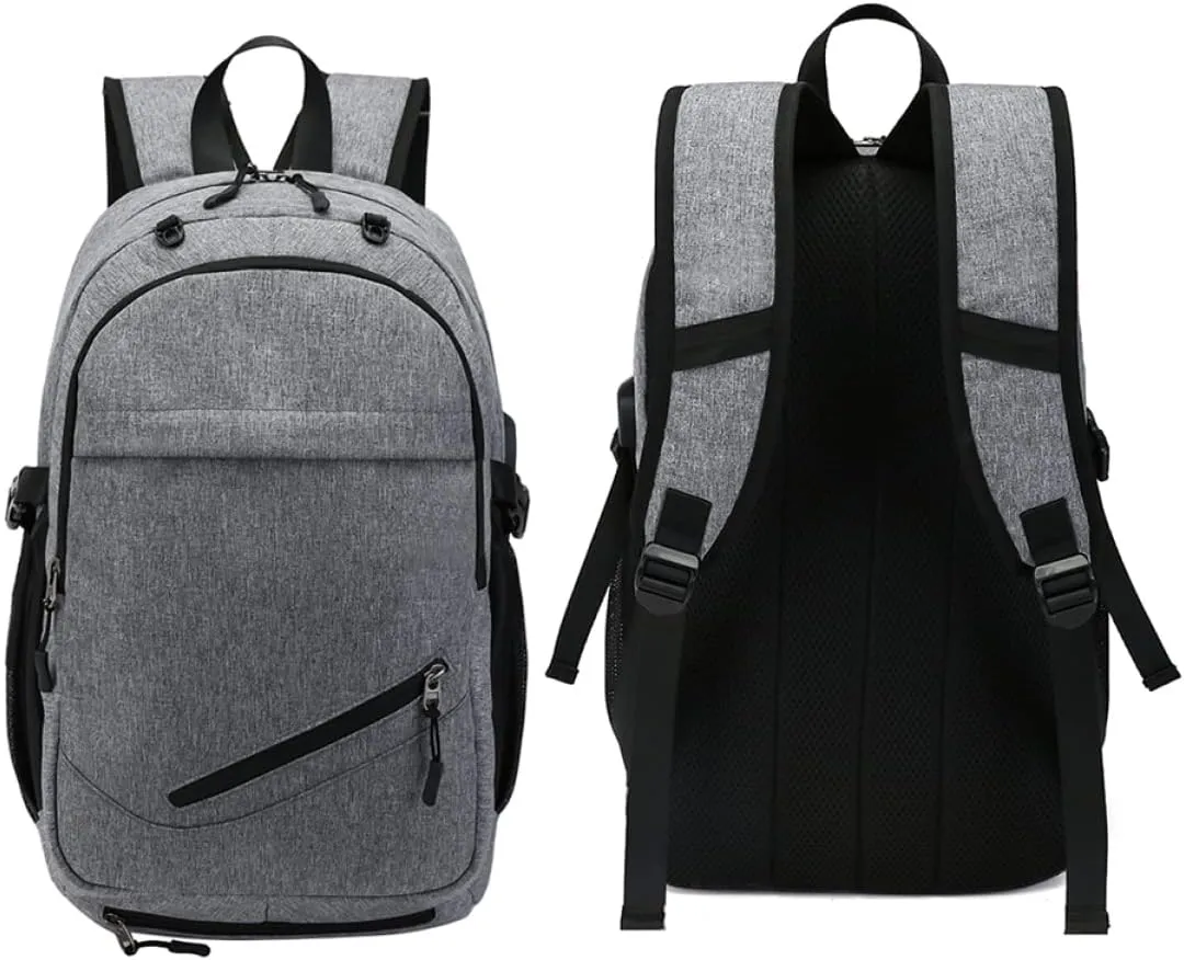 Backpack for Men Oxford Cloth Large Capacity Basketball Net Football Backpack Stogage Net Buckle Grey