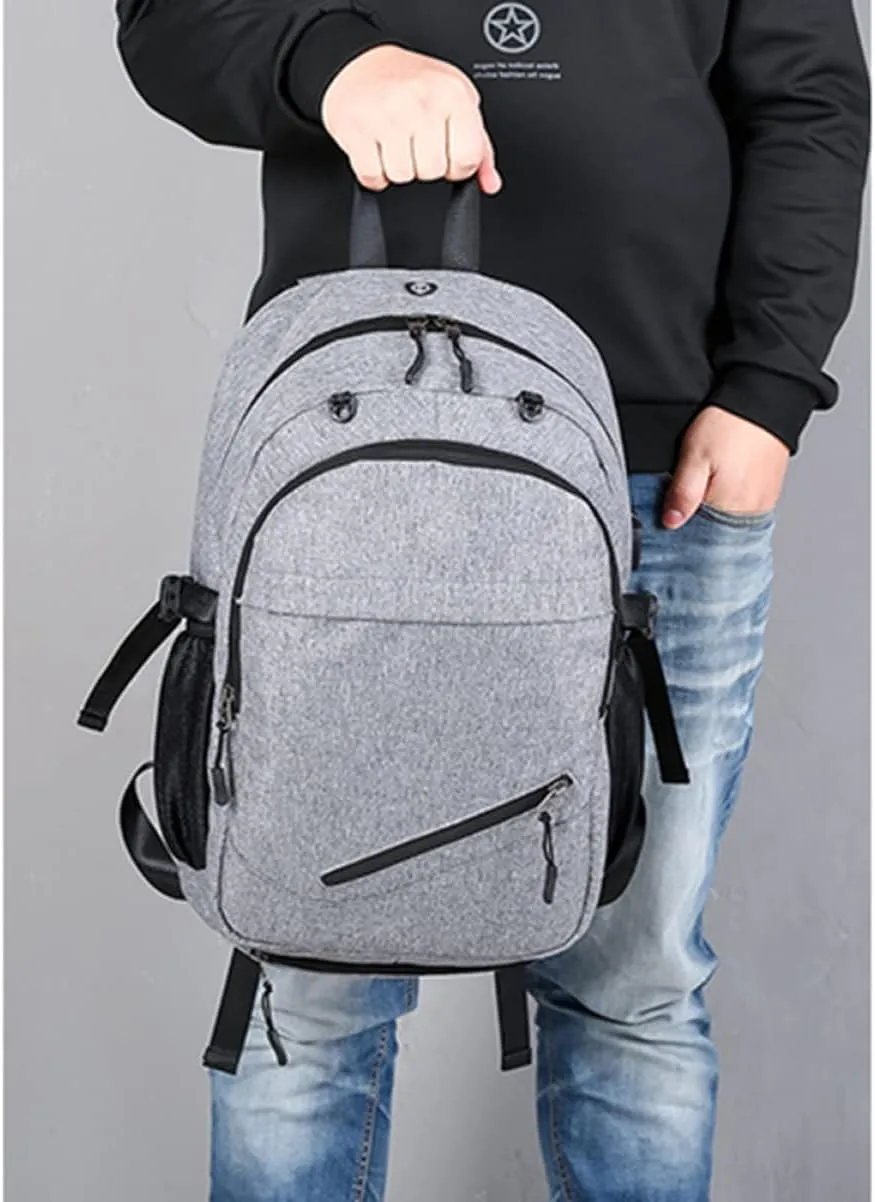 Backpack for Men Oxford Cloth Large Capacity Basketball Net Football Backpack Stogage Net Buckle Grey