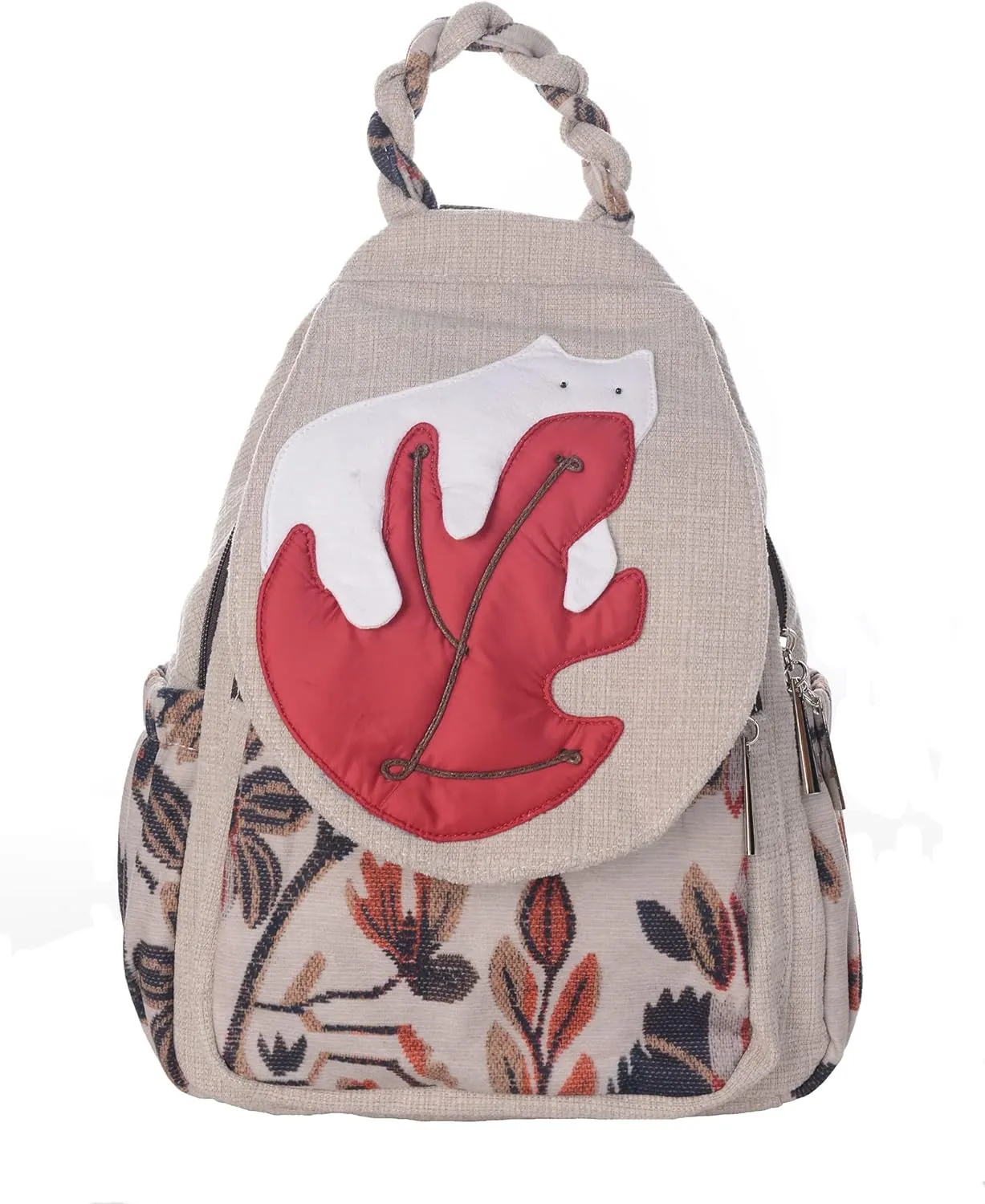 Backpack Purse for Women Girl's Convertible Sling Bag Boho Hippie Embroidered Woven Canvas with Woven Cotton Perfect Small Sling Bag Polar Bear