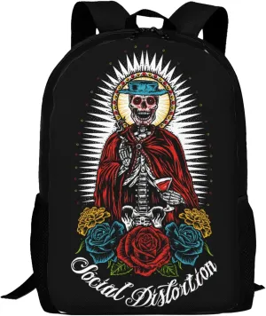 Backpacks Social Rock Distortion Band Double Shoulder Bag 15 Inchs Laptop Backpack for Camping Travle Work Hiking Women Men Gifts