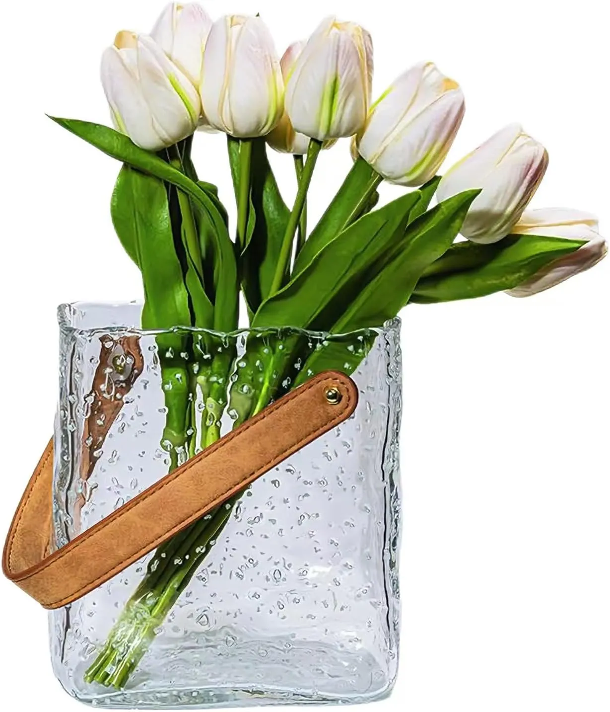Bag Vases Luminous Handmade Glass Flower Vase Desktop Ornaments Propagation Station Plant Holder for Home Wedding Decor (M, Bag)