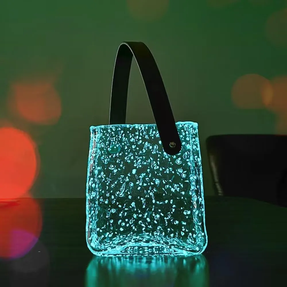 Bag Vases Luminous Handmade Glass Flower Vase Desktop Ornaments Propagation Station Plant Holder for Home Wedding Decor (M, Bag)