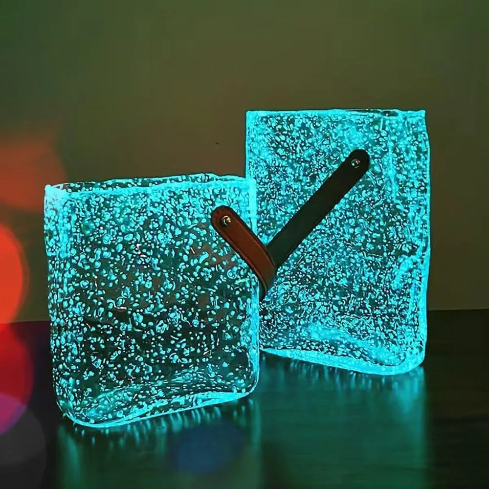 Bag Vases Luminous Handmade Glass Flower Vase Desktop Ornaments Propagation Station Plant Holder for Home Wedding Decor (M, Bag)