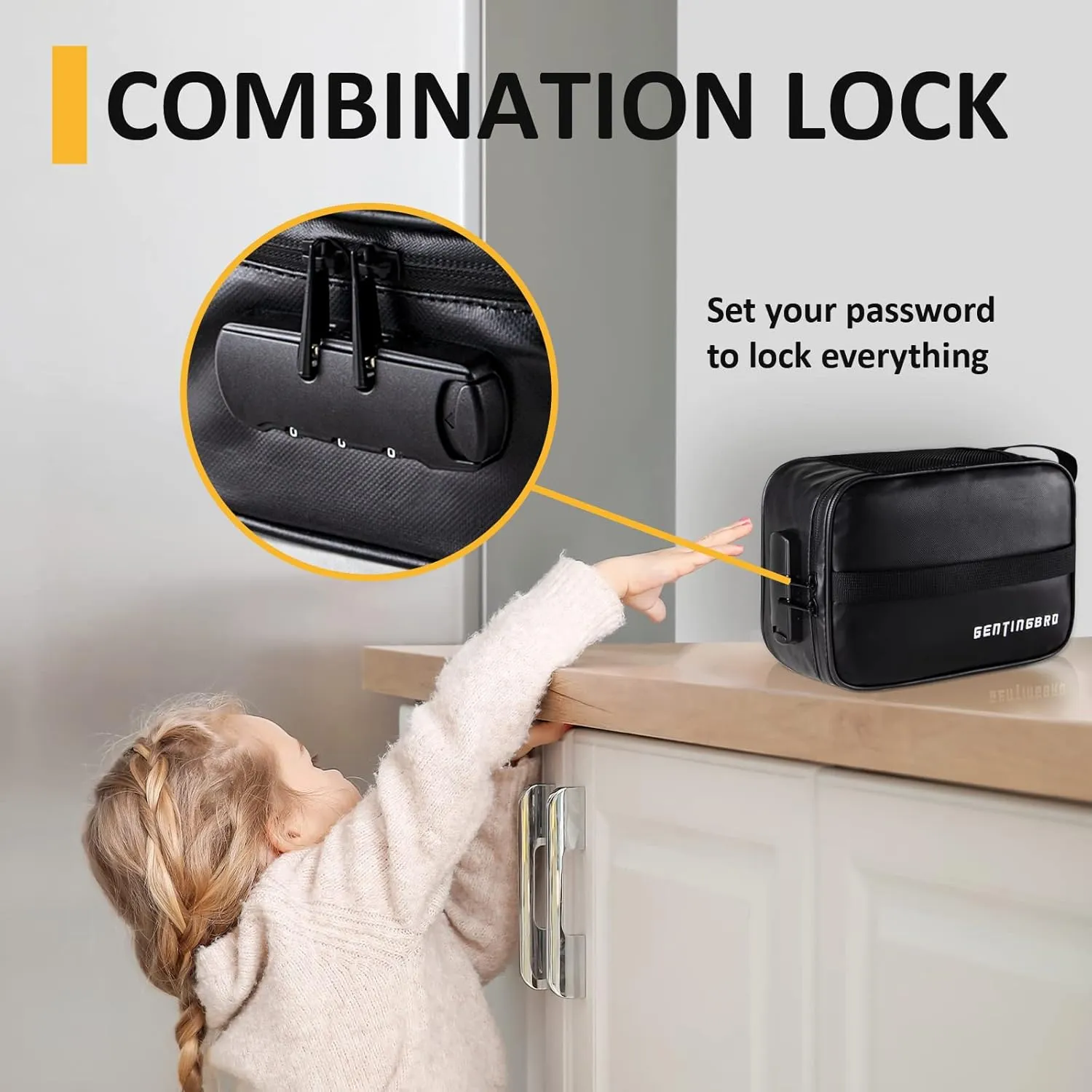 Bag with Combination Lock Medicine Lock Bag Oxford Cloth PVC