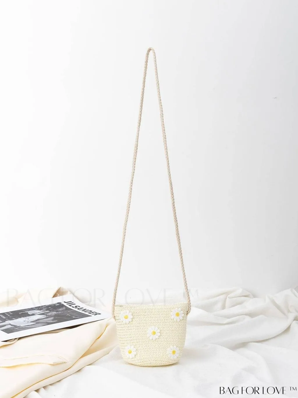BagForLove - Compact Floral Straw Bag with Zipper - Ideal for Stylish Getaways