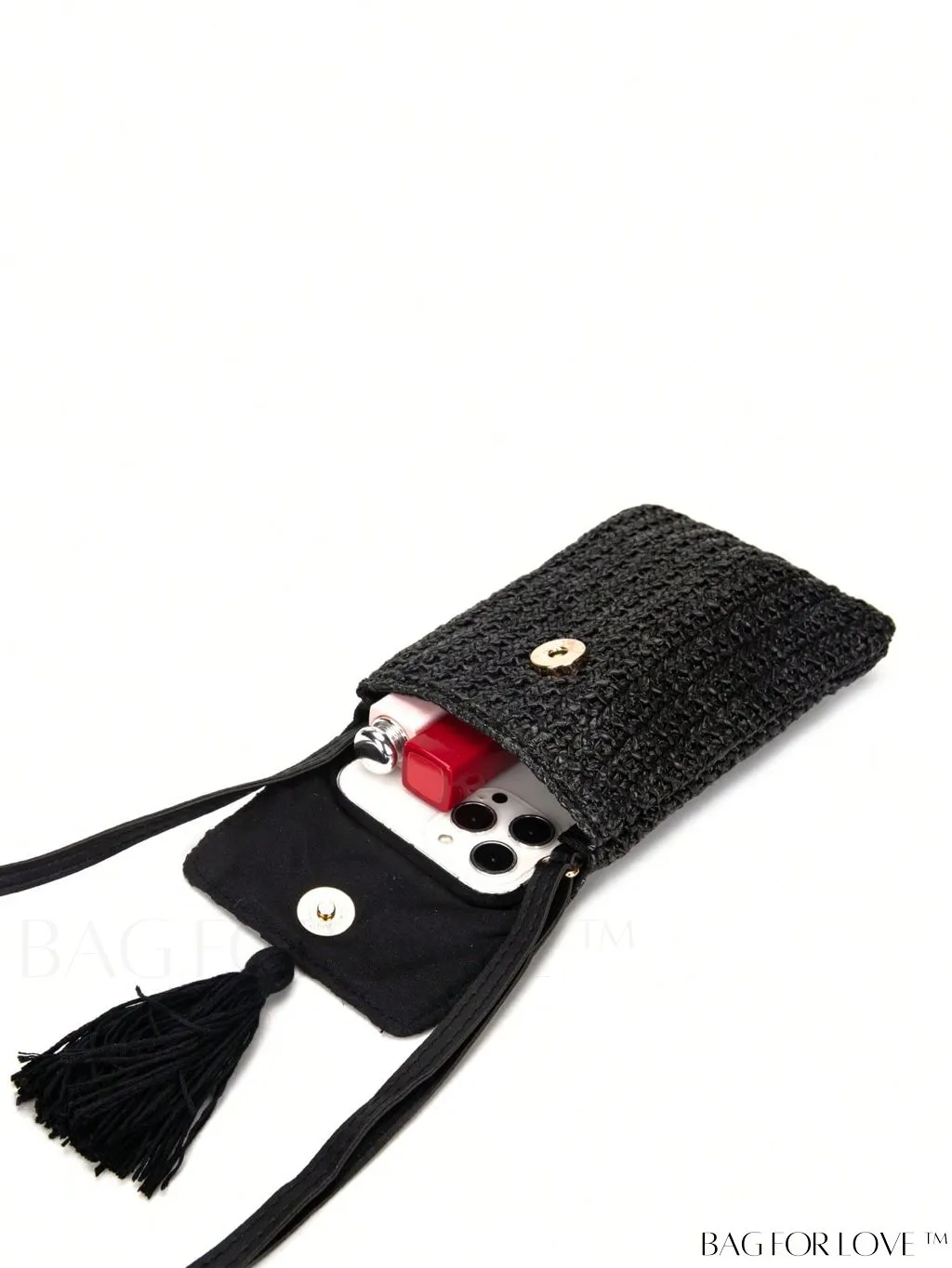 BagForLove - Mini Flap Straw Bag with Tassel Decoration