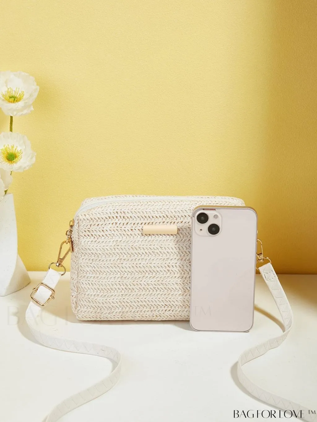BagForLove - Minimalist Straw Bag with Metal Accent - Perfect Mothers Day Gift