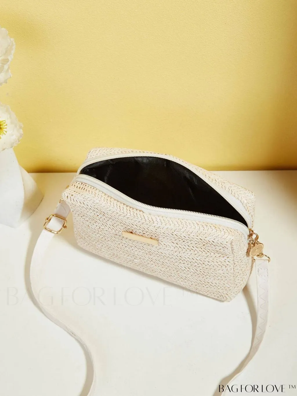 BagForLove - Minimalist Straw Bag with Metal Accent - Perfect Mothers Day Gift