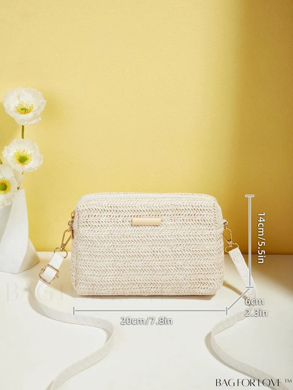 BagForLove - Minimalist Straw Bag with Metal Accent - Perfect Mothers Day Gift
